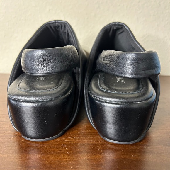 ZARA Shoes EU 37 US 7 Elegant Black Leather Slingback Clog Wedge Modern Minimal - Picture 4 of 9